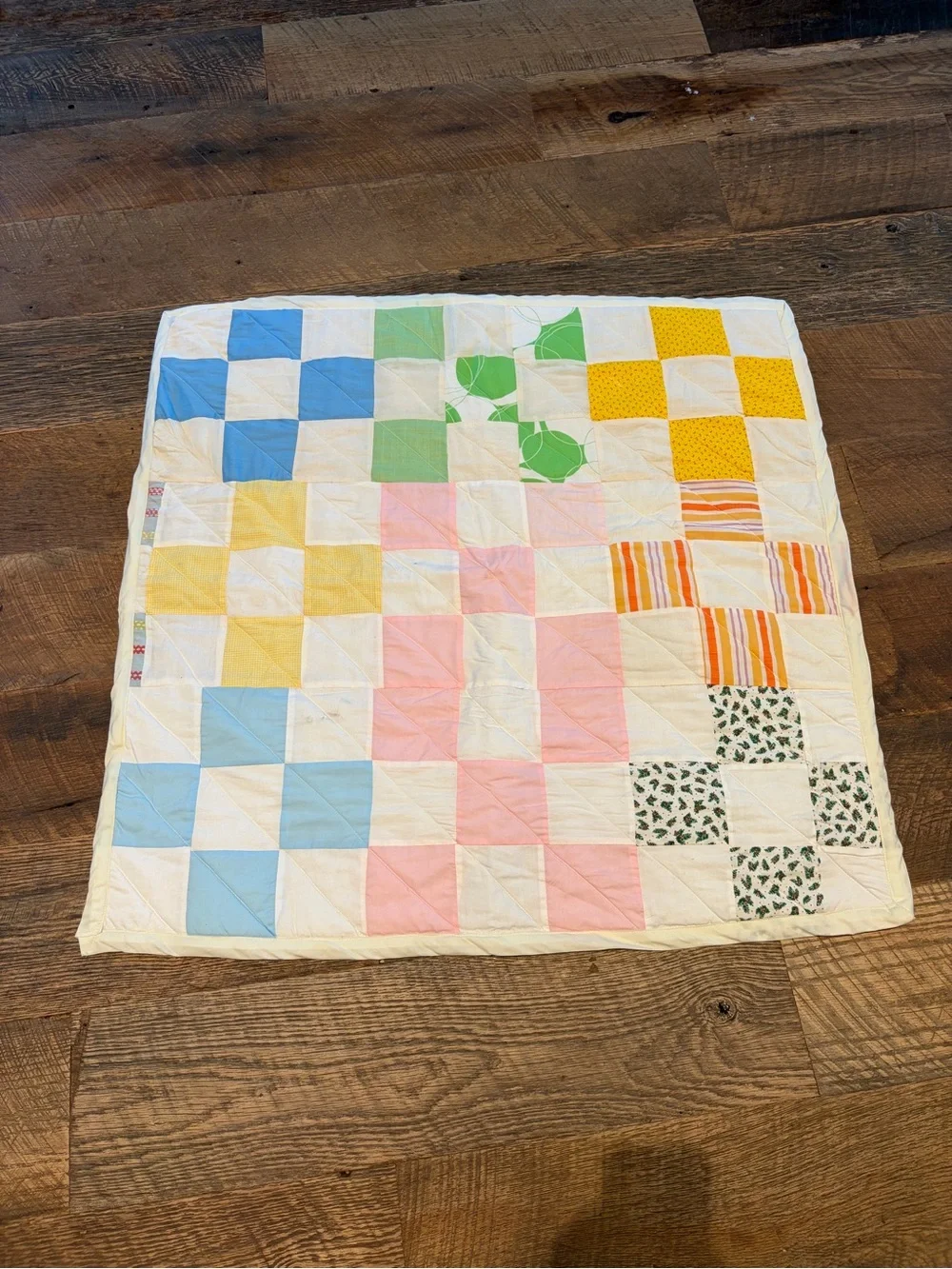 Handmade Pastel Patchwork Baby Quilt / Play Mat